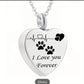 Stainless Steel Heart Pendant Cremation Urn Necklace for Pet