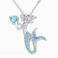 Mermaid rhinestone necklace 17 inch chain