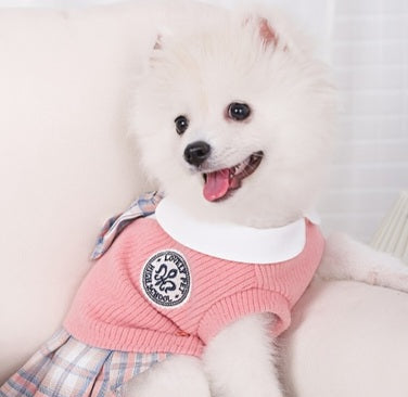 Pet Sweater Dress Pleated for small pets