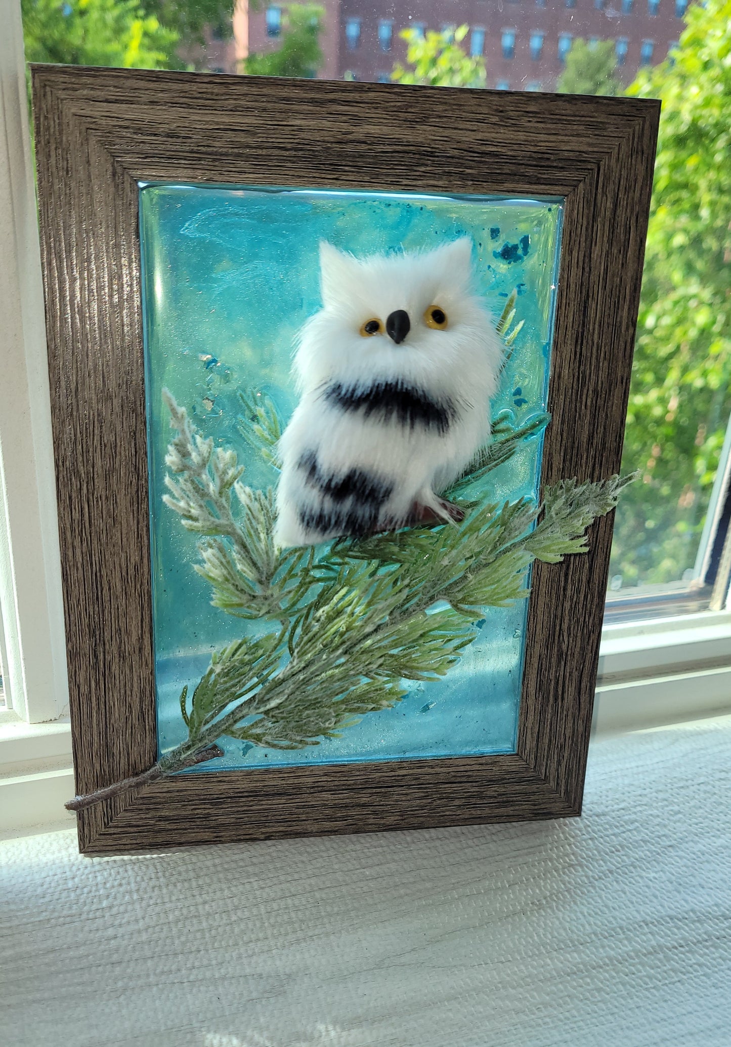 OWL Glass Art Frame Decor 5x7