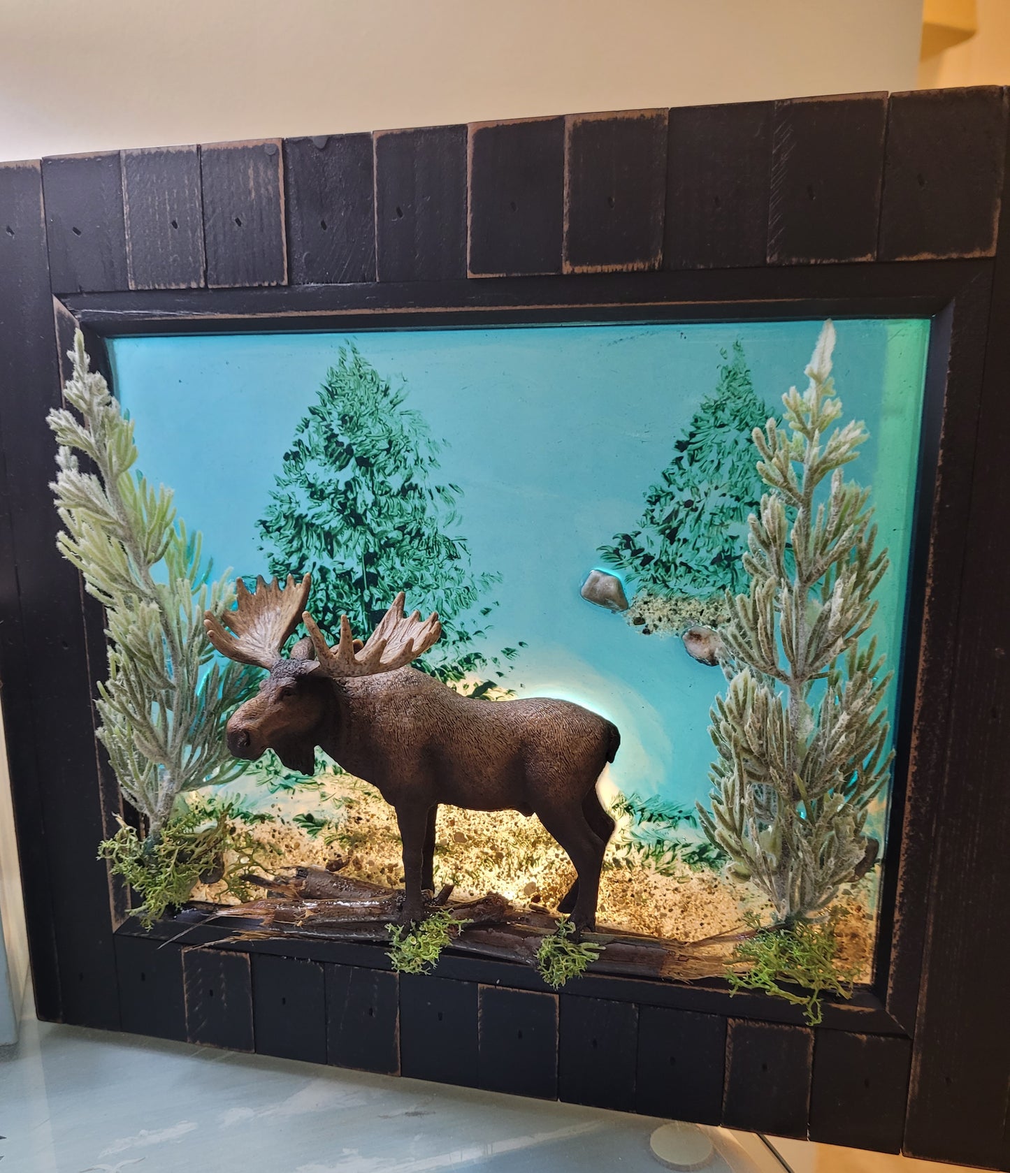 Moose Glass Art Frame - 8x10 Black Wood