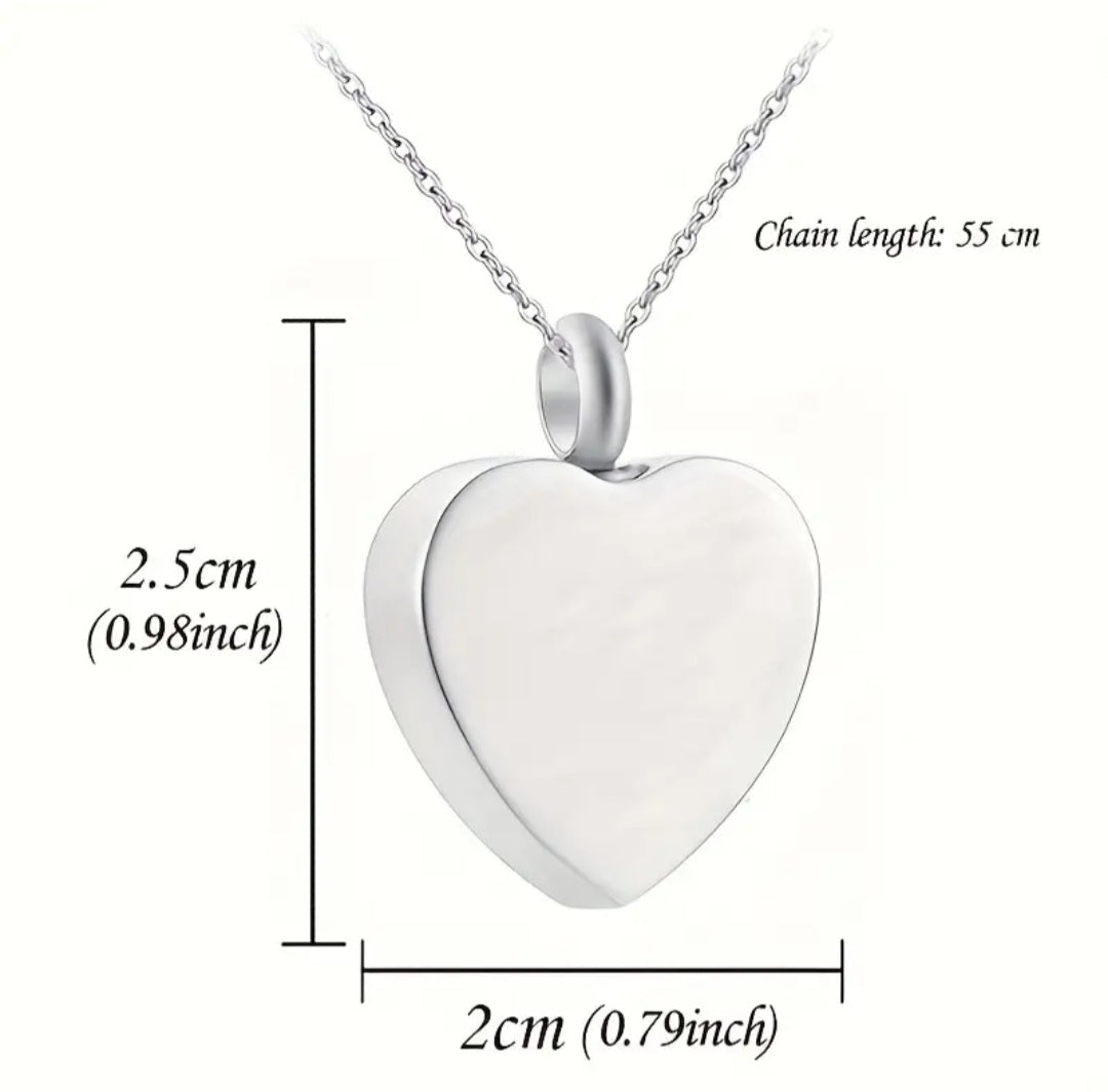 Stainless Steel Heart Pendant Cremation Urn Necklace for Pet