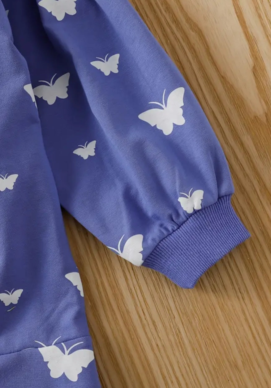 Toddler Dress Purple Butterfly Long Sleeve