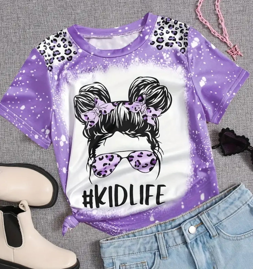 Girls Shirt with Girl Face and leopard design