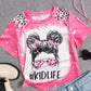 Girls Shirt with Girl Face and leopard design