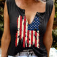 Women's Tank Top USA Flag stretch with eyelet v-neck