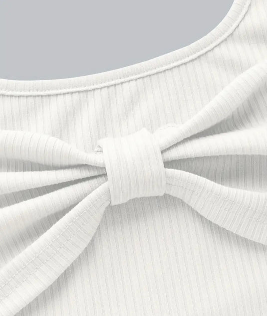 Women's Halter Top Twist Front Cotton Knit White