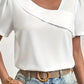 Women's Top Business Top Asymetrical V Neck Short Sleeve Blouse